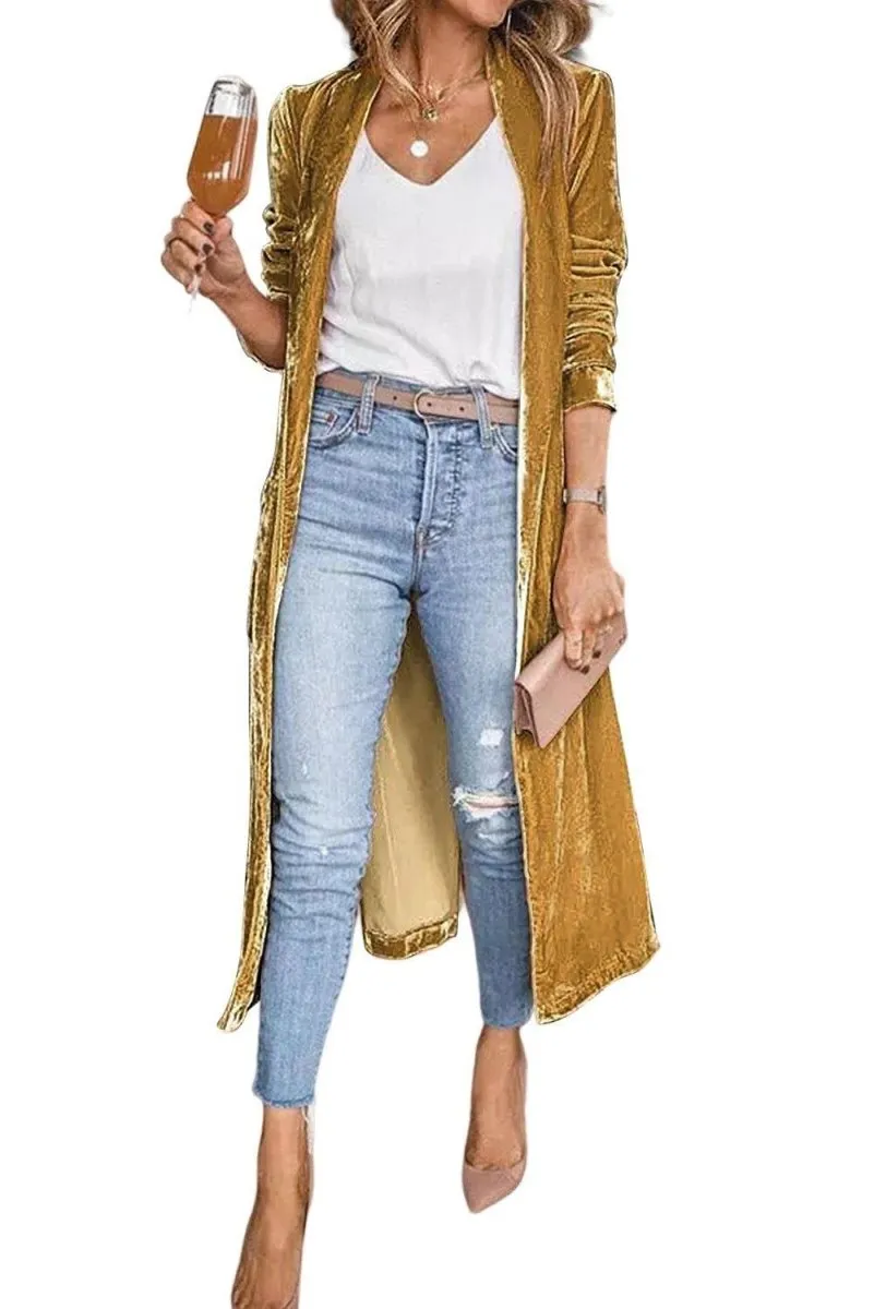 Long Velvet Open Duster