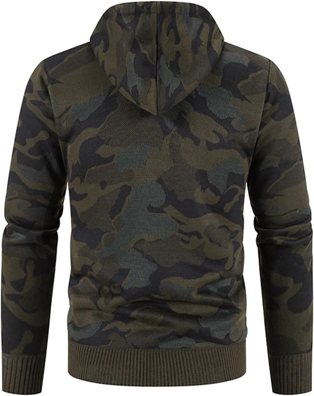 Men's Camouflage Hooded Jacket Long Sleeve Fashion Sweater Knit Cardigan Autumn Winter