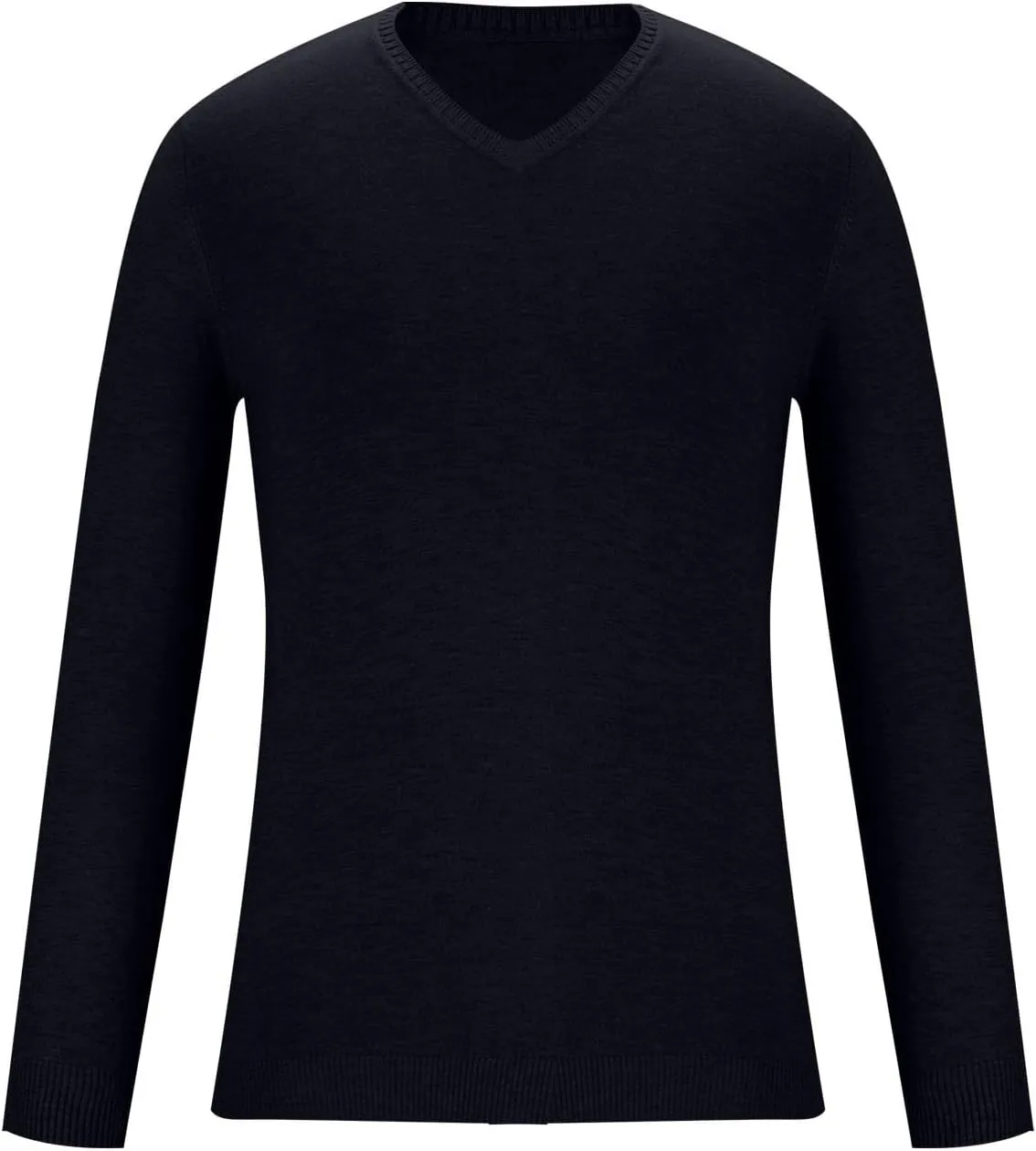 Mens Fashion V Neck Sweaters Lightweight Banded Bottom Long Sleeve Slim Fit Pullover Business Casual Dress Sweater