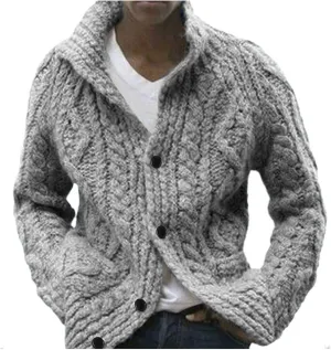 Mens Sweaters Male Fashion Solid Color Cardigan Sweater Jacket Lapel Pocket Mens Pullover Sweater v Neck