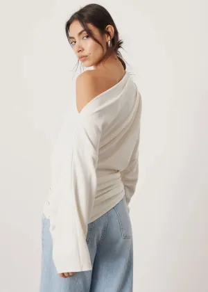 Off shoulder top in beige