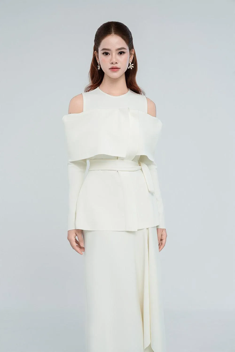 Remy Peplum Cold Shoulder Sleeved Spandex Top