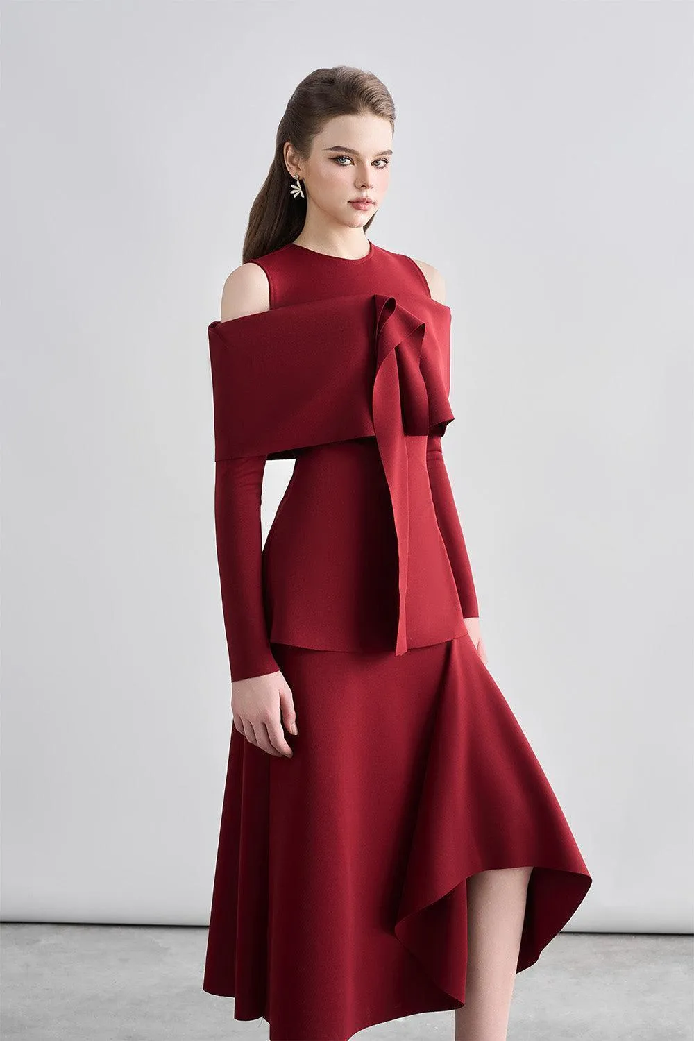 Remy Peplum Cold Shoulder Sleeved Spandex Top
