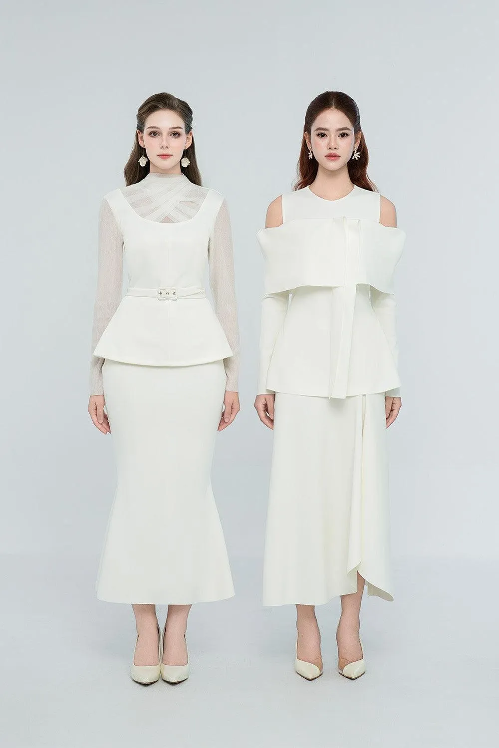 Remy Peplum Cold Shoulder Sleeved Spandex Top