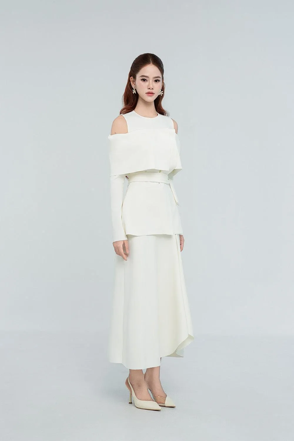 Remy Peplum Cold Shoulder Sleeved Spandex Top