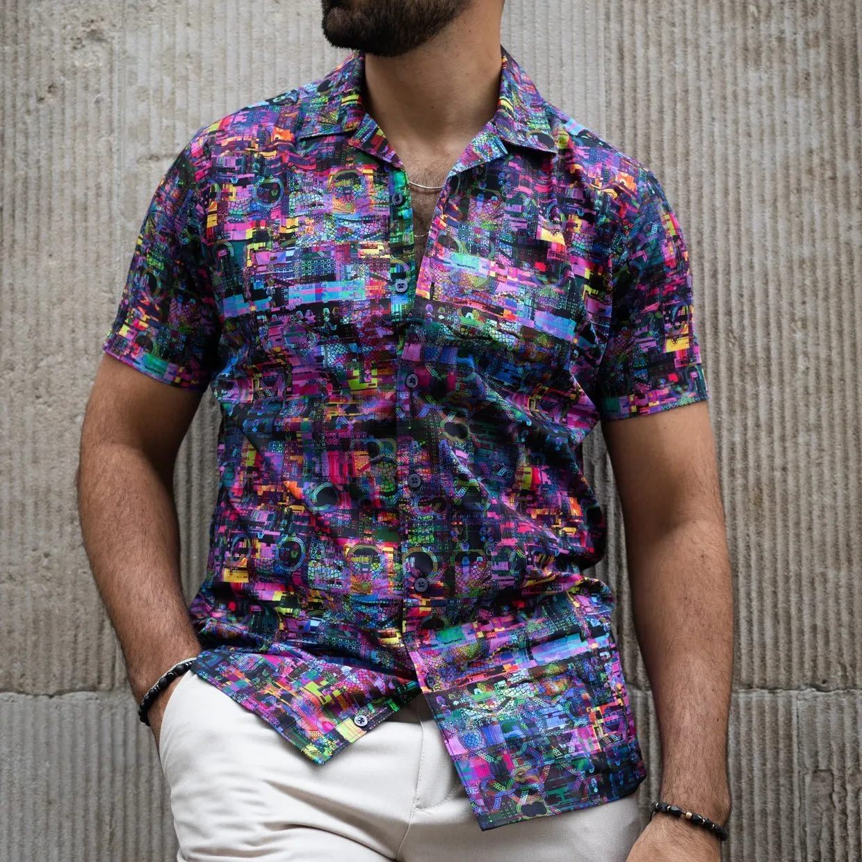 Satellite Interference Open Collar Shirt