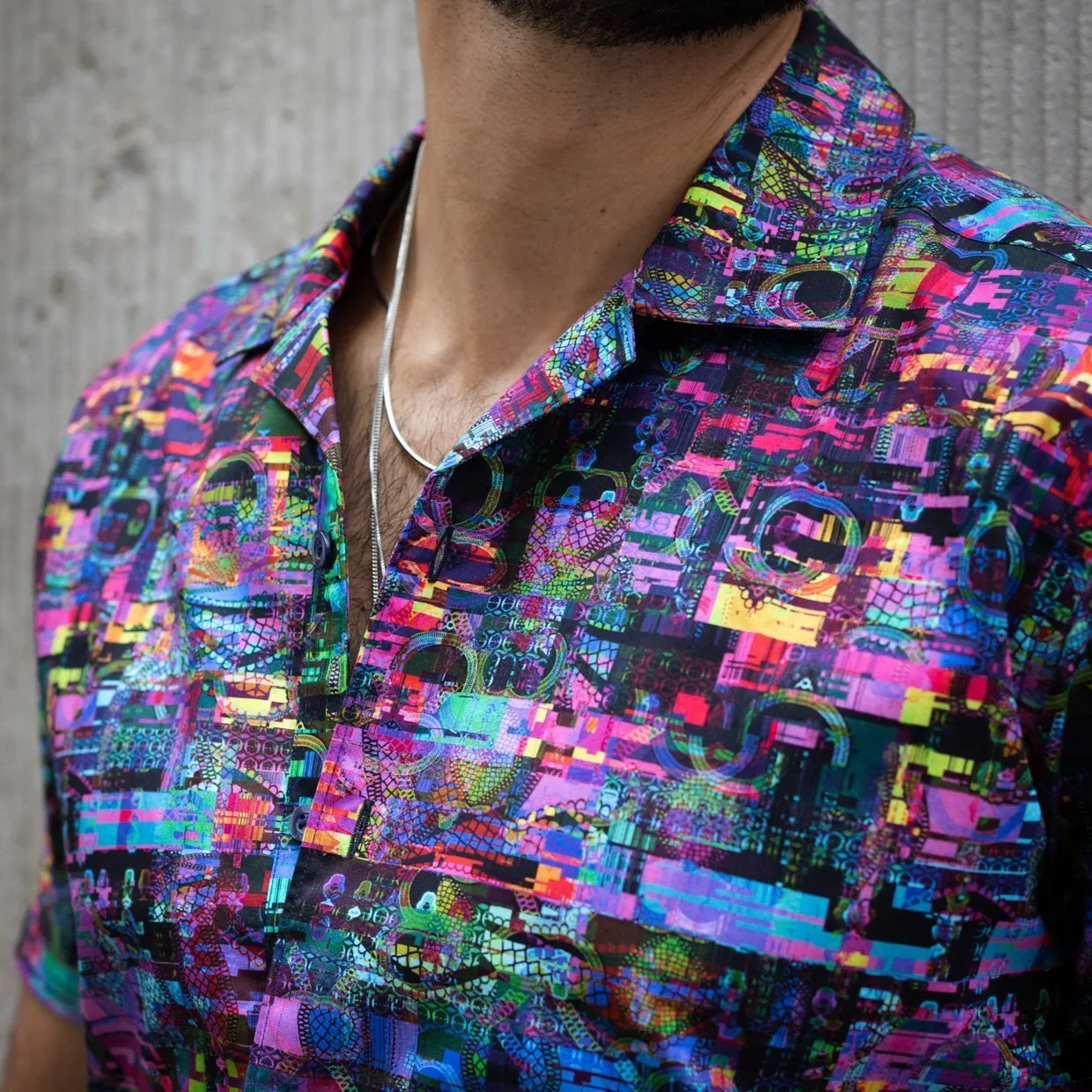 Satellite Interference Open Collar Shirt