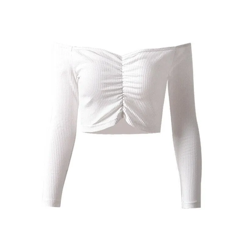 Sexy Slim Off Shoulder Crop Tops
