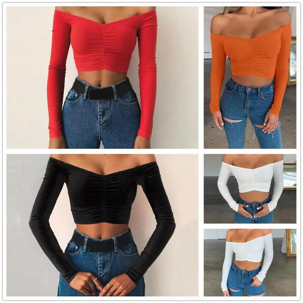Sexy Slim Off Shoulder Crop Tops