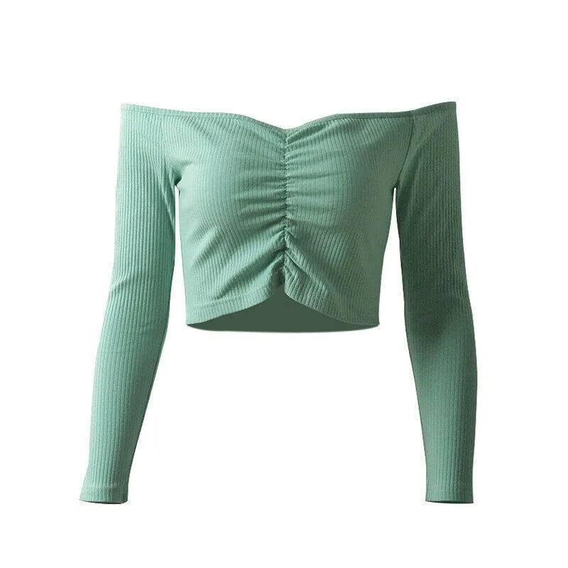 Sexy Slim Off Shoulder Crop Tops