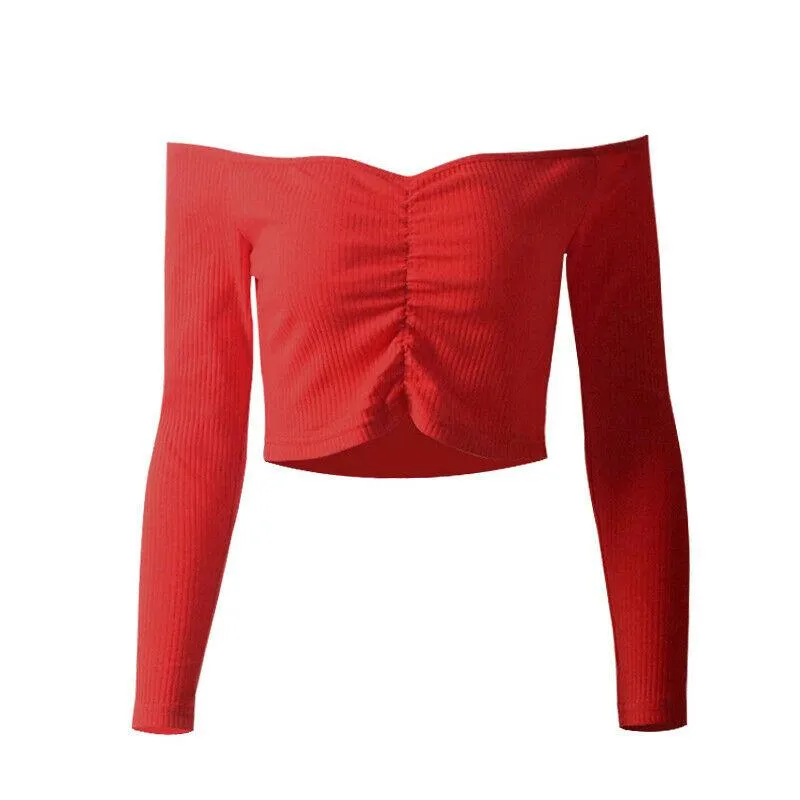 Sexy Slim Off Shoulder Crop Tops