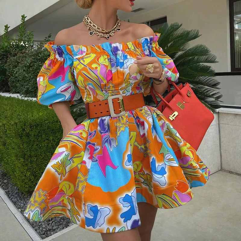 Shoulder-Bare Bliss Vibrant Summer Dress - Culture Heaven Special