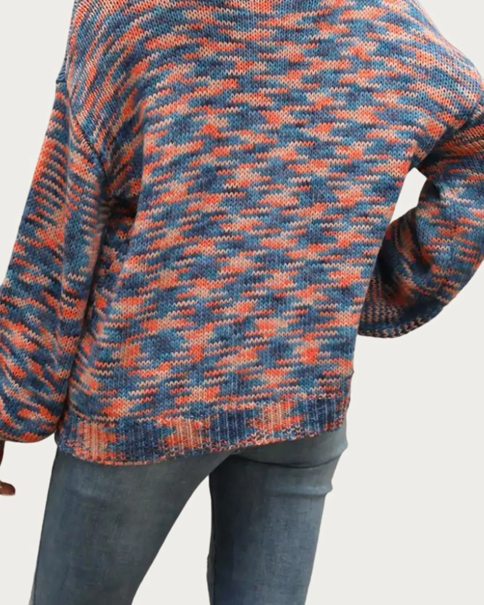 Space-Dye Knit V-Neck Sweater in Blue | Blue