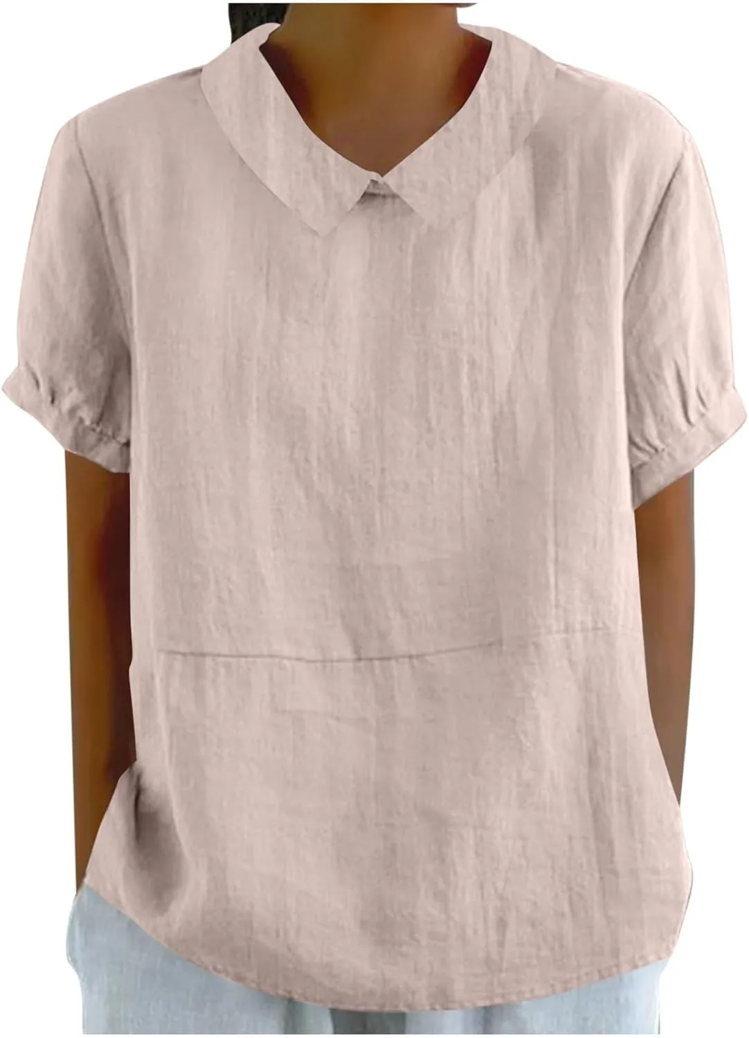 Summer Linen Shirts Women 2025 Casual Plus Size Beach Short Sleeve T Shirts Crewneck Blouses Trendy Loose Gauze Shirt