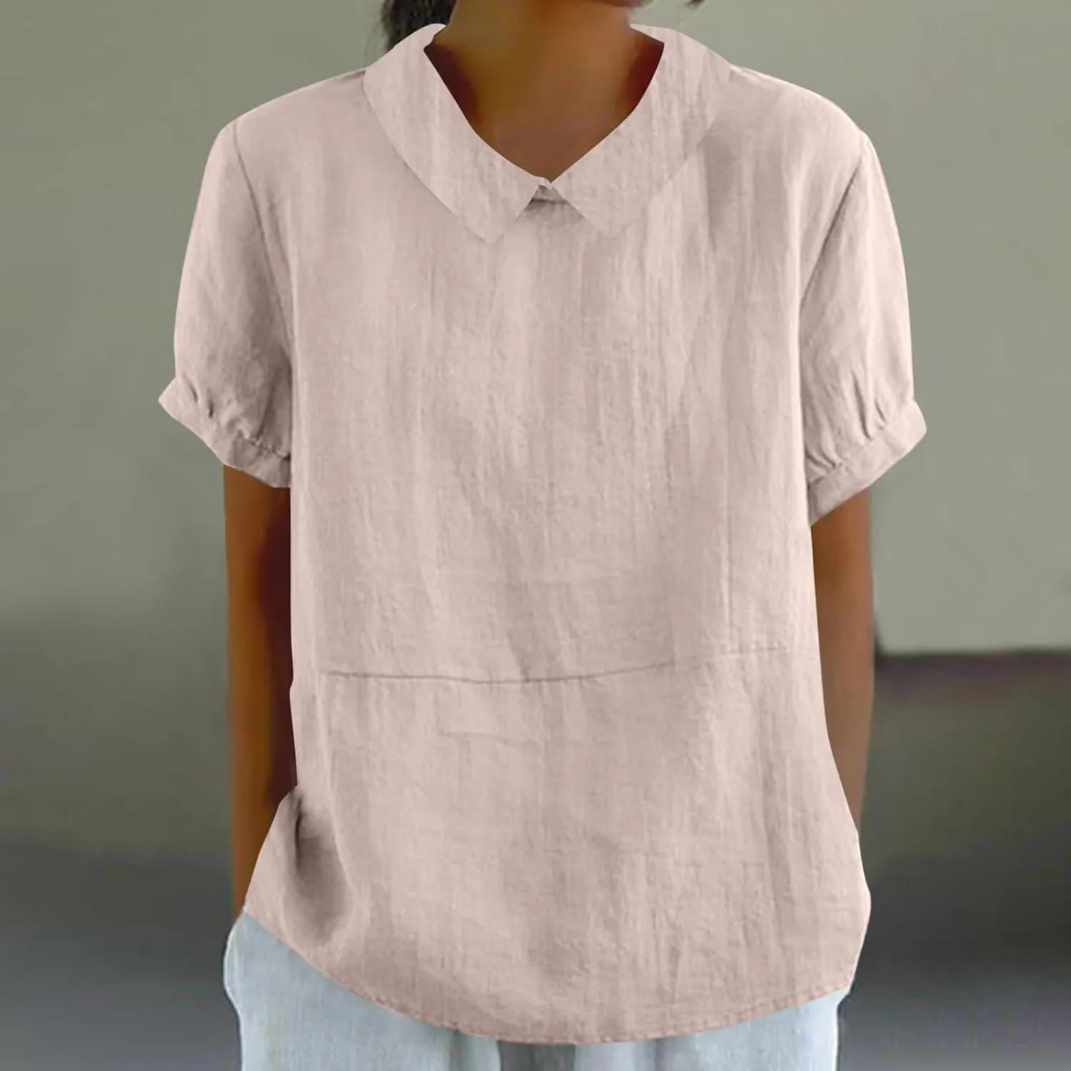 Summer Linen Shirts Women 2025 Casual Plus Size Beach Short Sleeve T Shirts Crewneck Blouses Trendy Loose Gauze Shirt