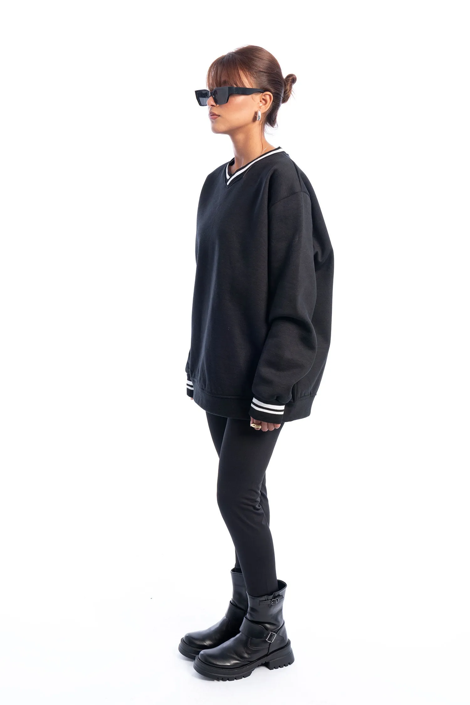 V Neck Striped Sweater - HANS