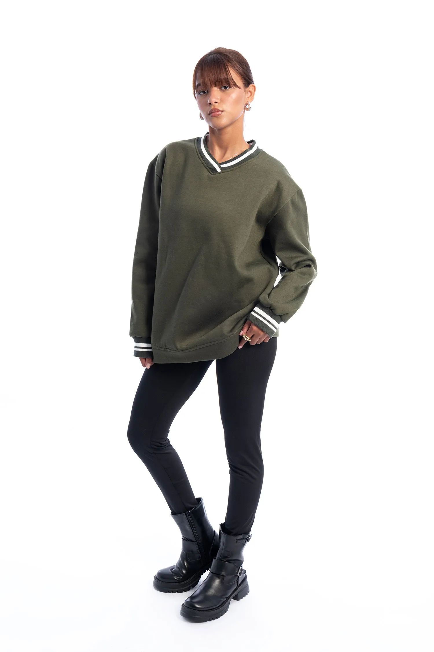 V Neck Striped Sweater - HANS