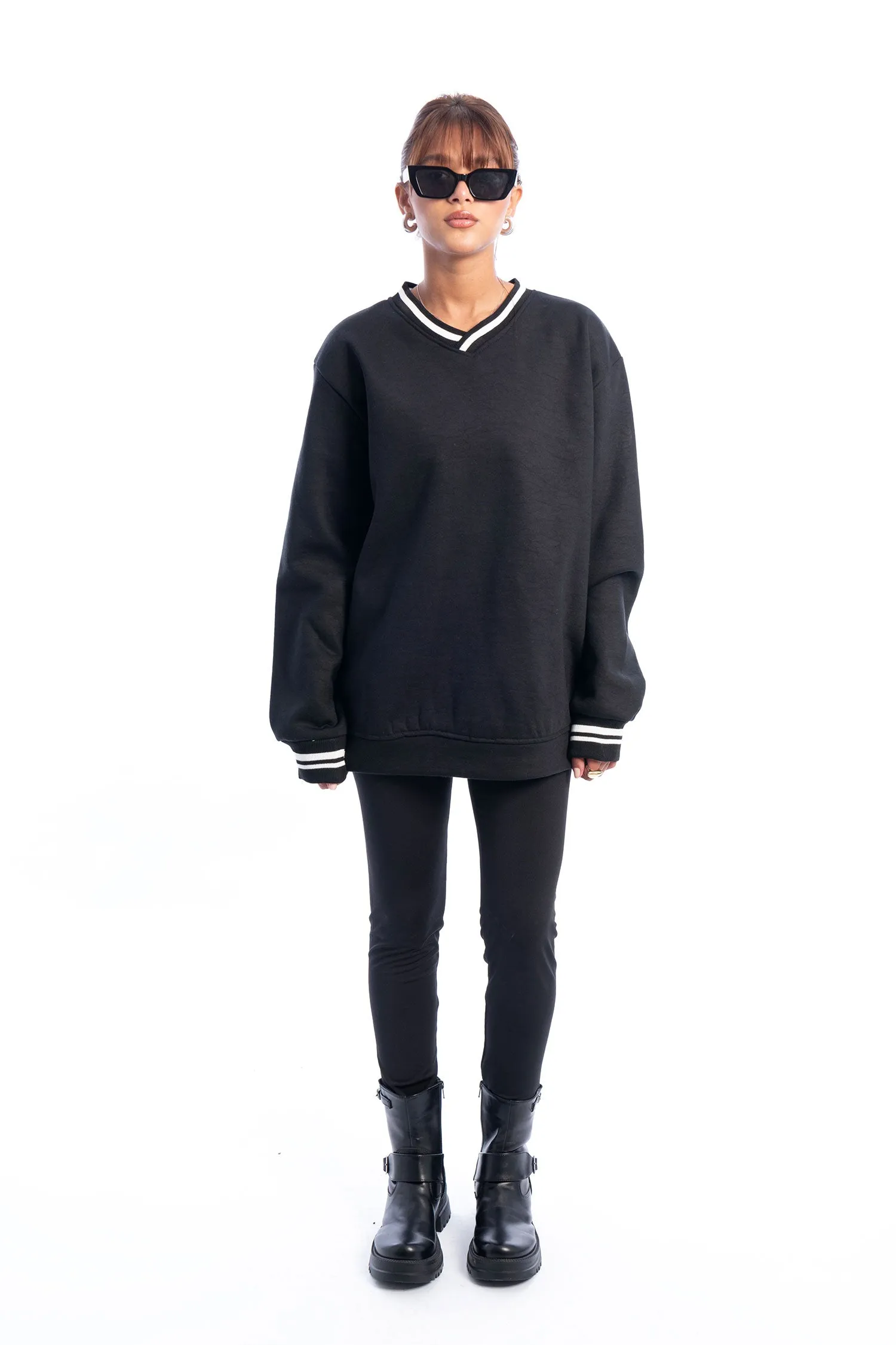 V Neck Striped Sweater - HANS