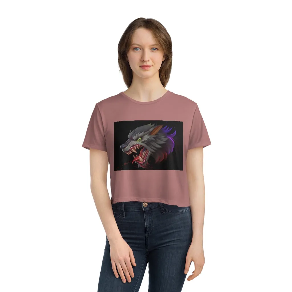 Wolf Women's Flowy Cropped Tee