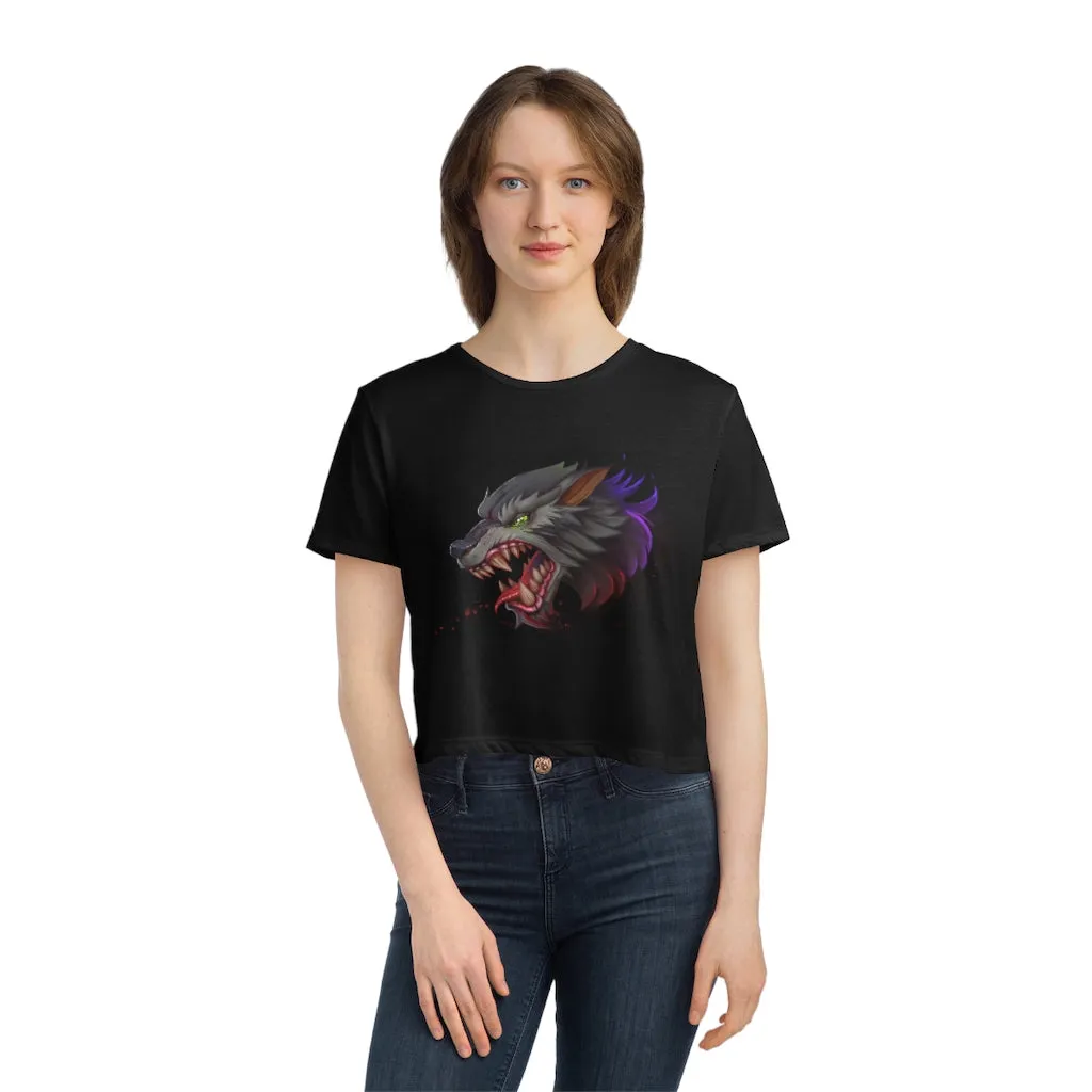 Wolf Women's Flowy Cropped Tee