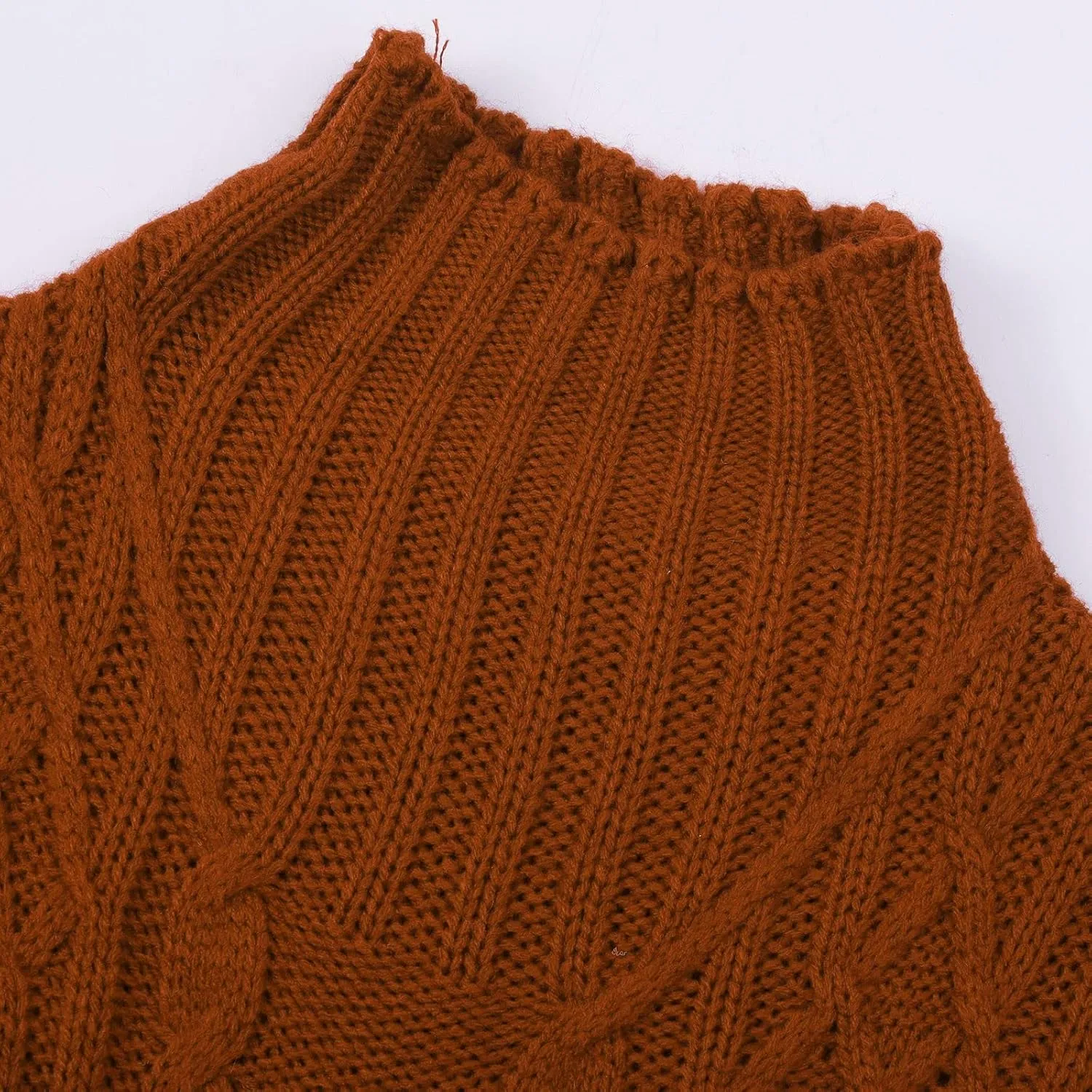 Women Cable Knit Pullover Sweater Turtle Neck Solid Sweater Long Sleeve Slim Fit Pullover Fall Winter Chunky Sweater