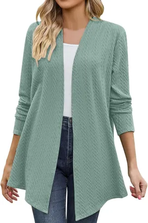 Women's 2024 Fall Open Front Chunky Knit Sweater Oversized 3/4 Sleeve Cardigan for Womens Long Cardigan Sweaters